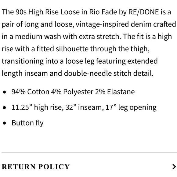 Re/Done 90’s High Rise loose jean in Rio Fade - Picture 7 of 9